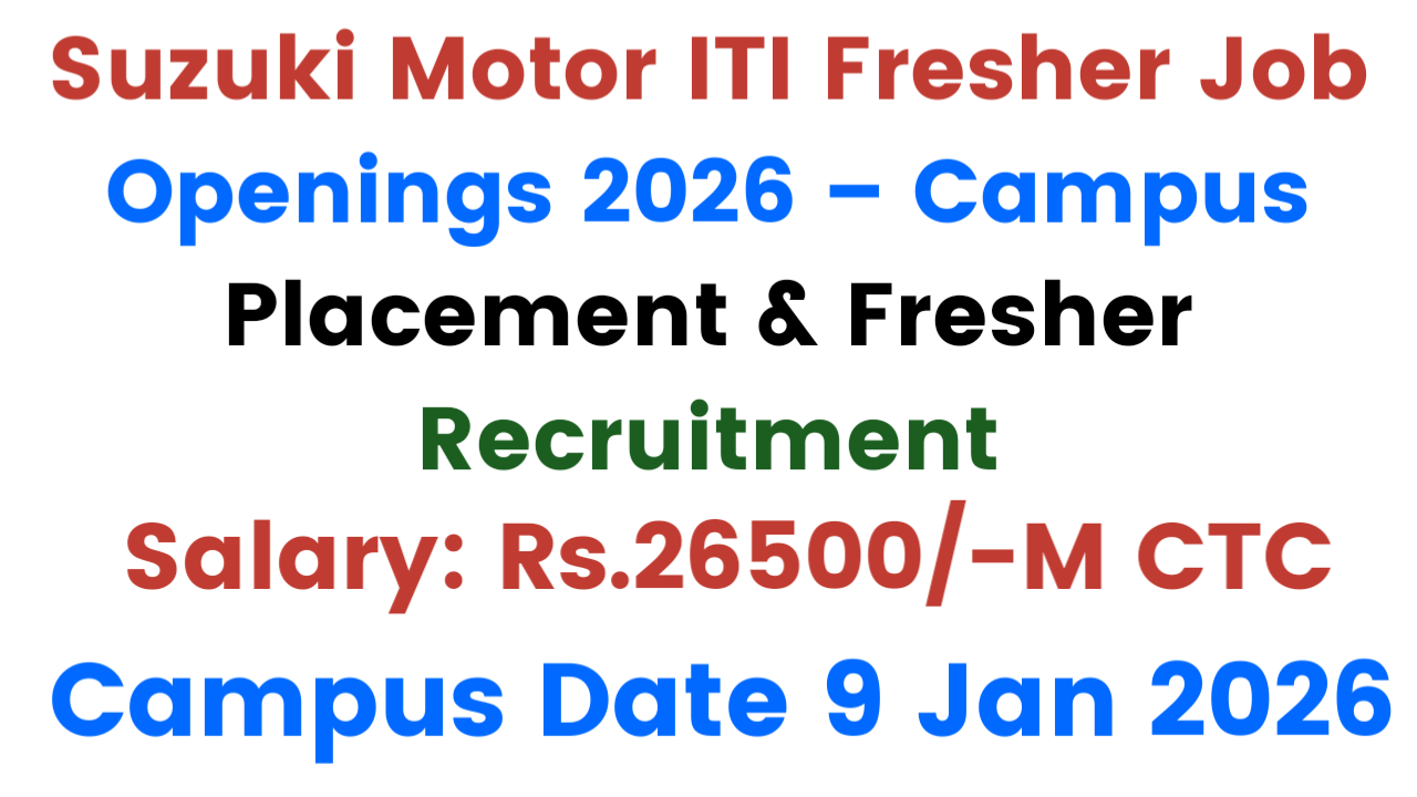 Suzuki Motor ITI Fresher Job Openings 2026